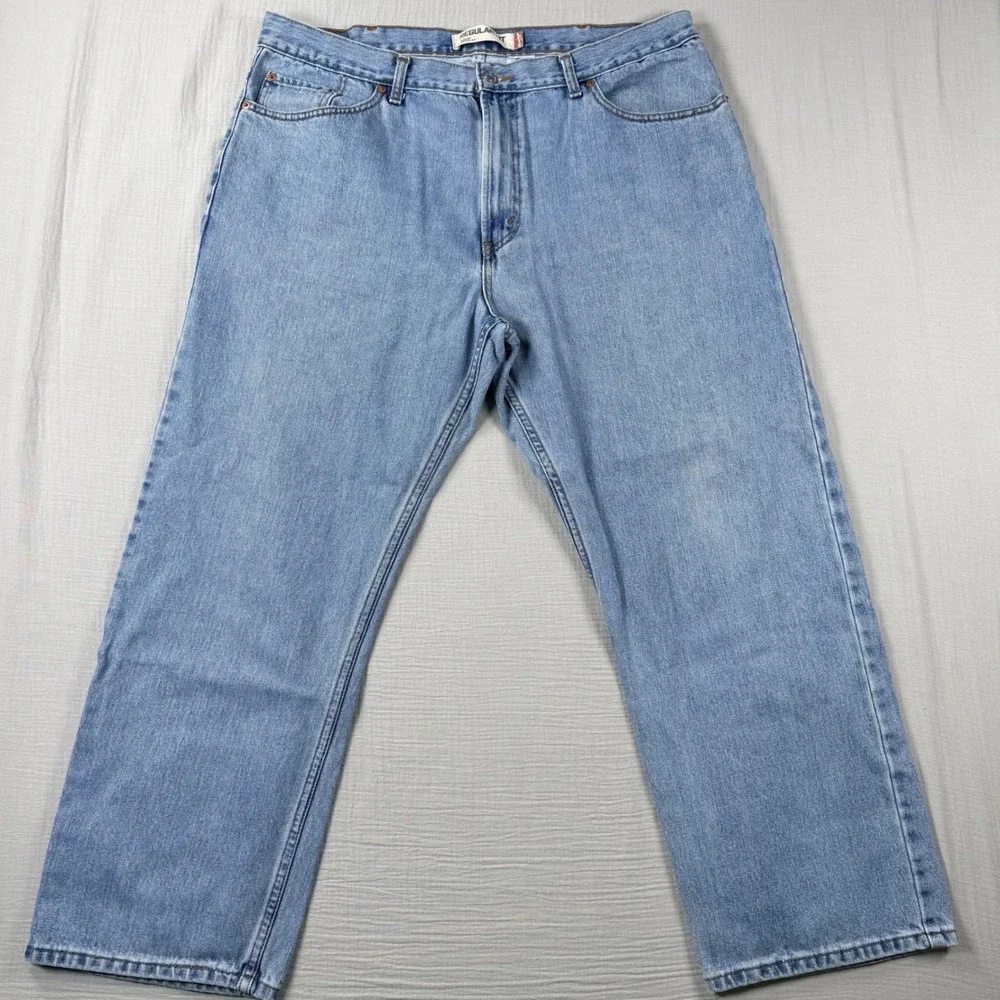 Y2K Levis 505 Jeans Mens 42x30 (38x28) Light Wash Blue‎ Denim Straight Relaxed